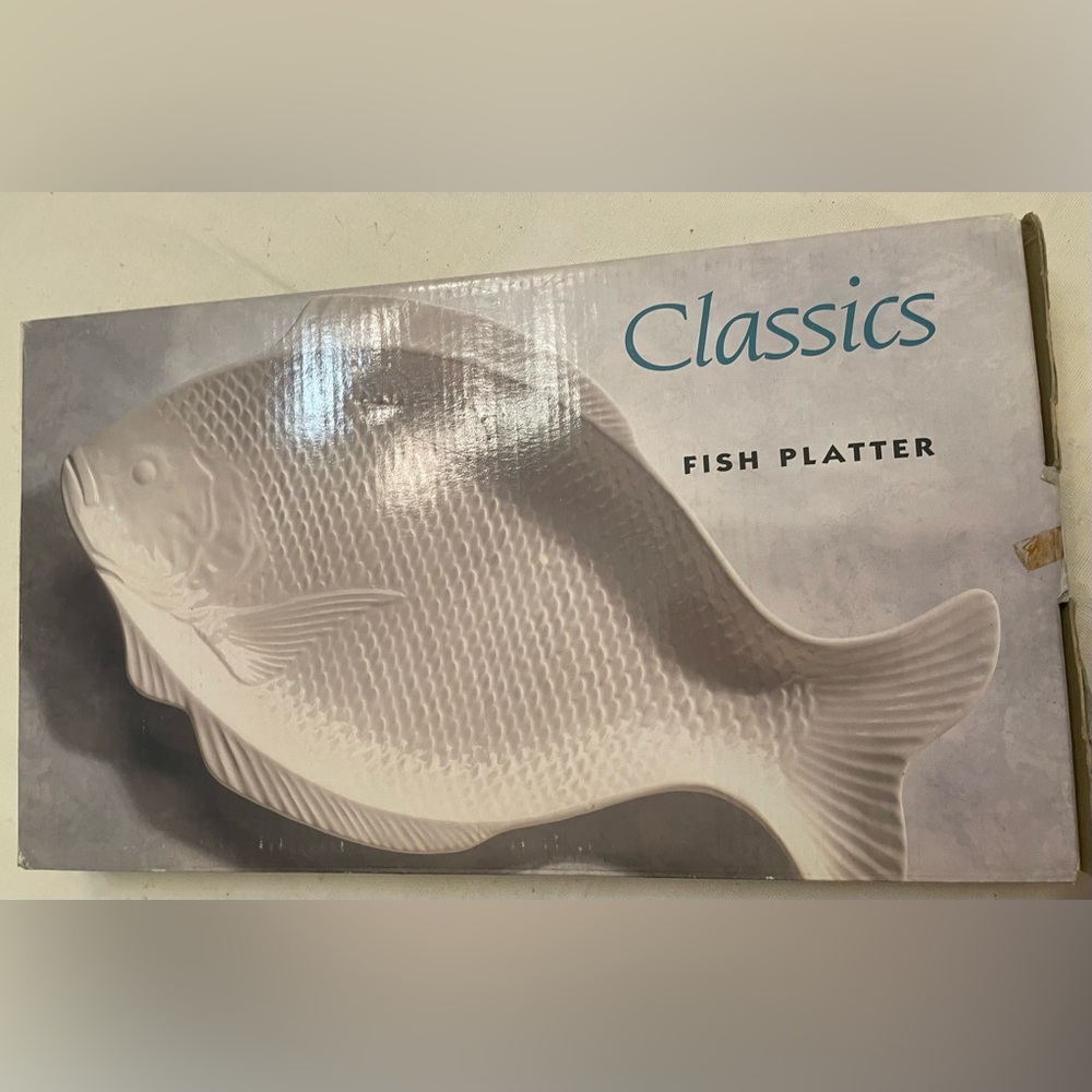 Signature Housewares Vintage White Porcelain Fish Platter- Made in Japan